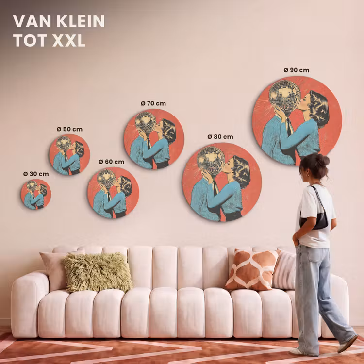 Akoestisch schilderij rond - Vrouw - Retro - Discobal - Kus — 7