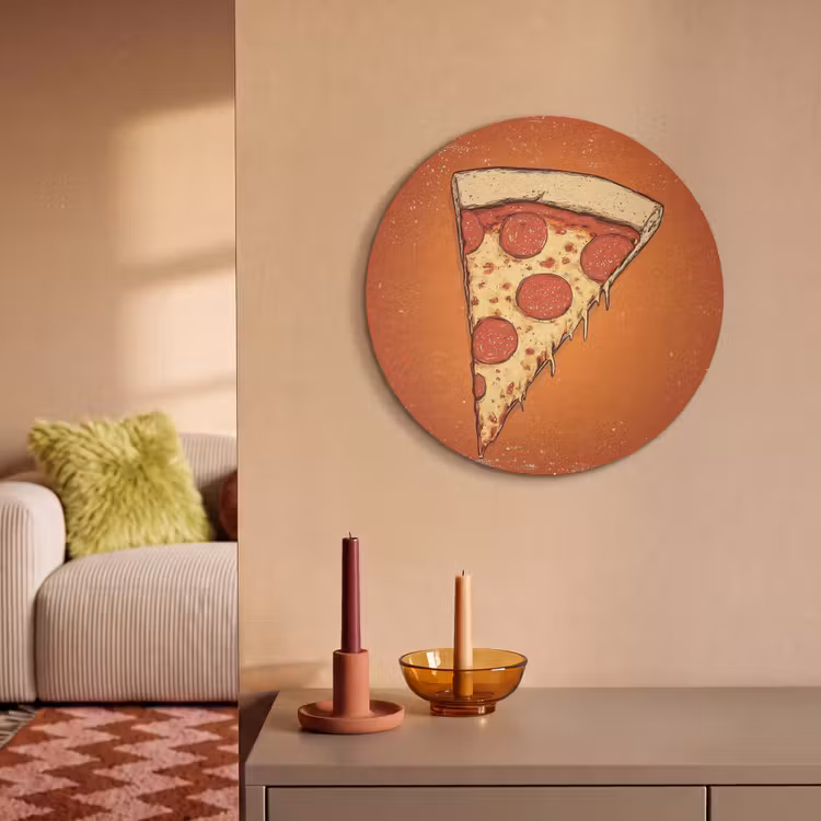 Akoestisch schilderij rond - Pizza - Kaas - Rood - Pepperoni — 2
