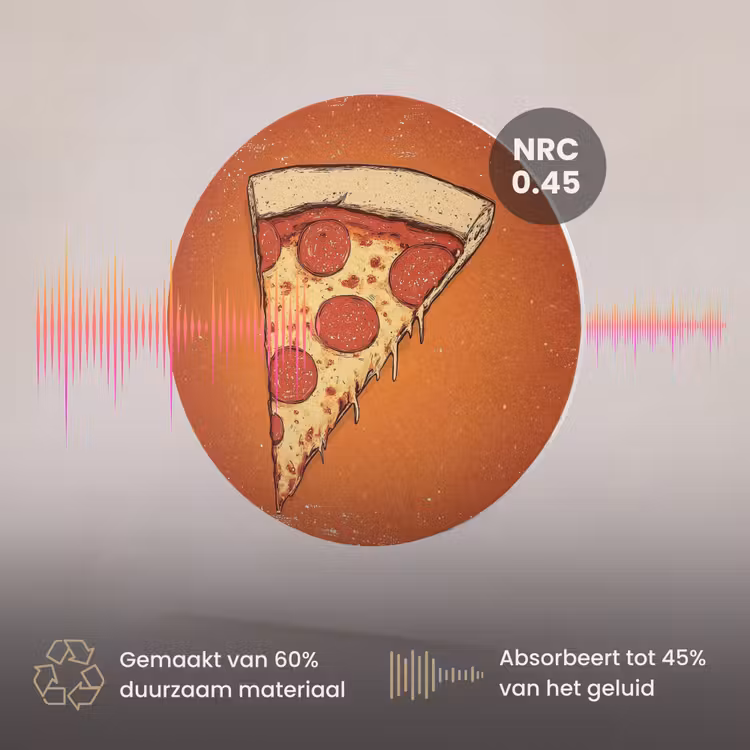 Akoestisch schilderij rond - Pizza - Kaas - Rood - Pepperoni — 3