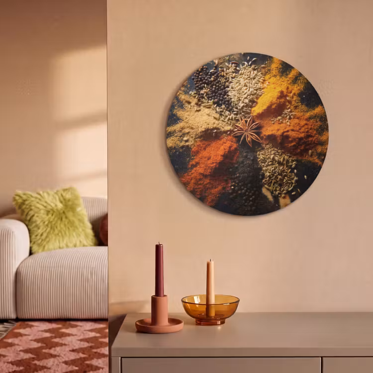 Akoestisch schilderij rond - Specerijen - Explosie - Oranje — 2