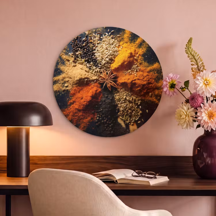 Akoestisch schilderij rond - Specerijen - Explosie - Oranje — 6