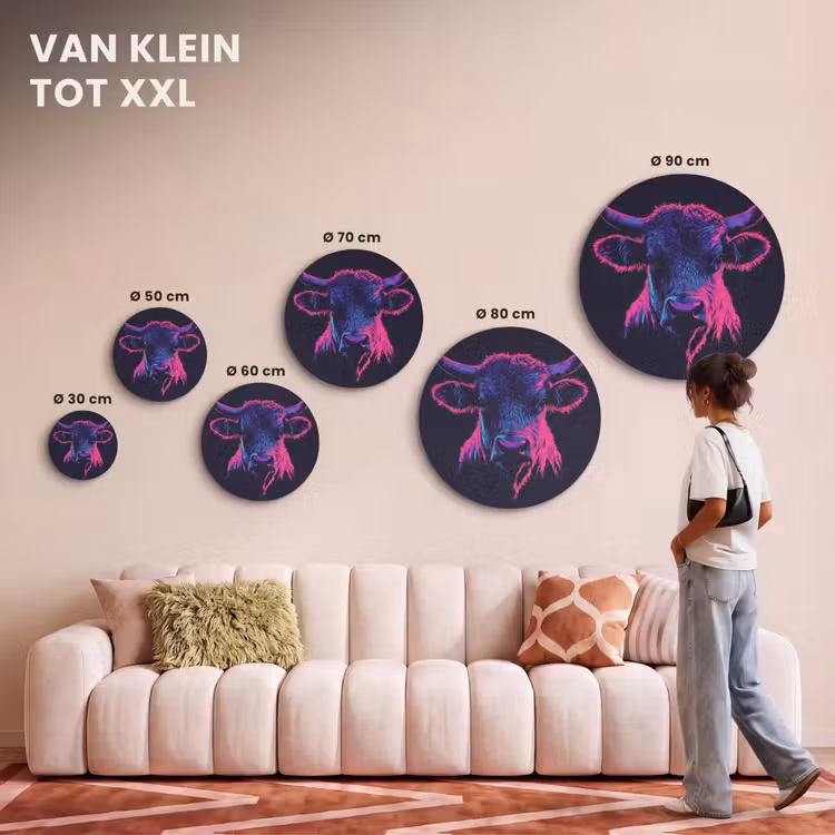 Akoestisch schilderij rond - Stier - Neon - Zwart - Kleur — 7