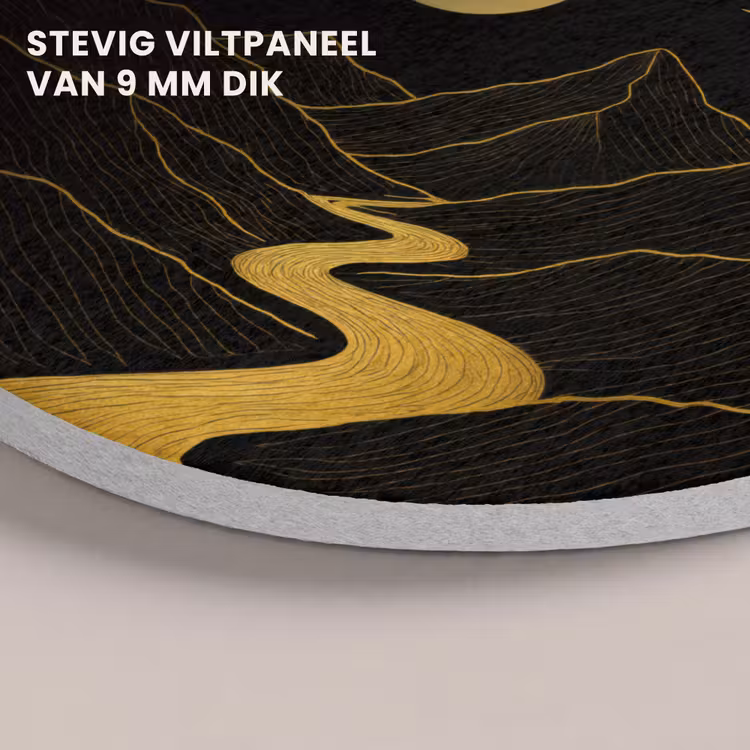Akoestisch schilderij rond - Rivier - Goud - Maan - Vogels — 5