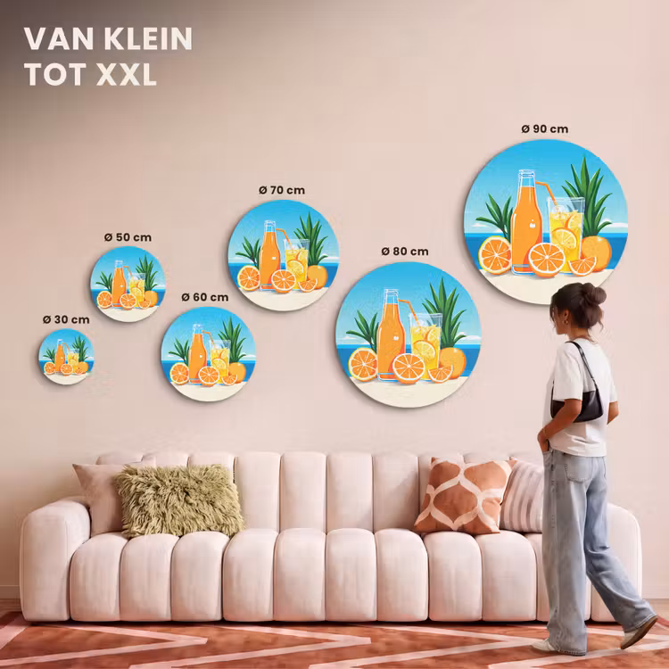 Akoestisch schilderij rond - Sinaasappels - Ijsblokjes - Zee - Illustratie — 7