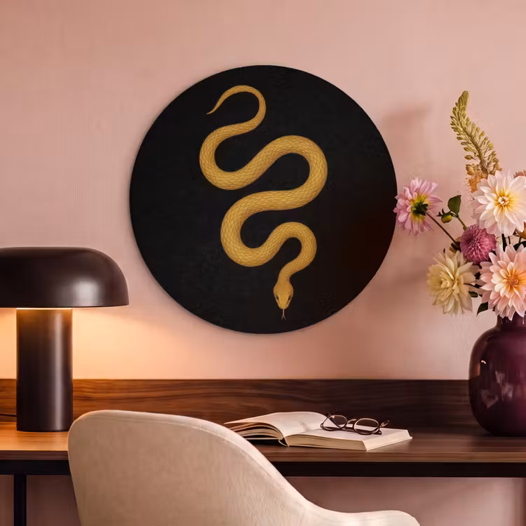 Akoestisch schilderij rond - Slang - Minimalistisch - Goud — 6