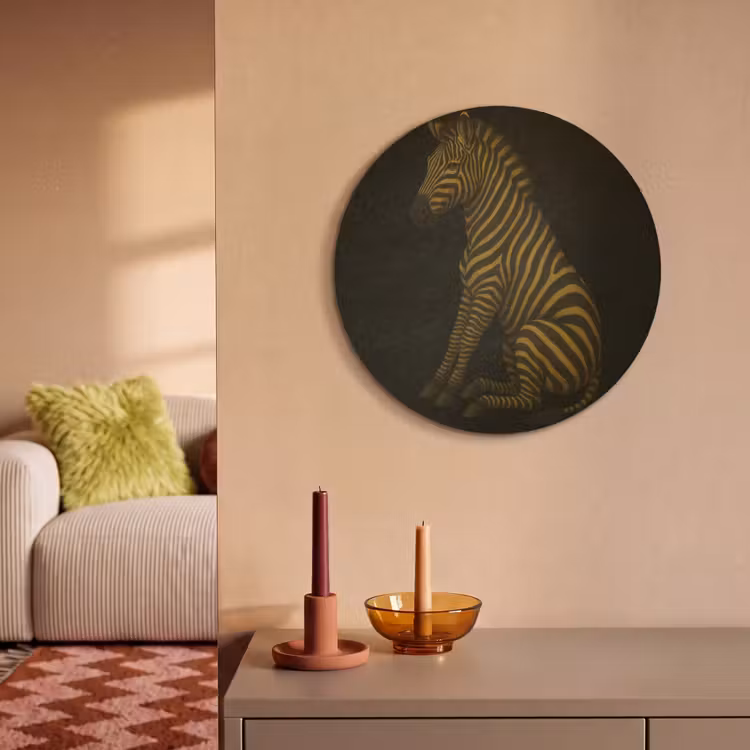 Akoestisch schilderij rond - Zebra - Strepen - Goud — 2