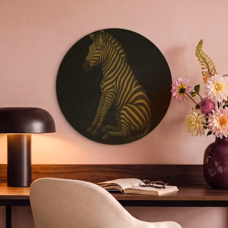 Akoestisch schilderij rond - Zebra - Strepen - Goud — 6