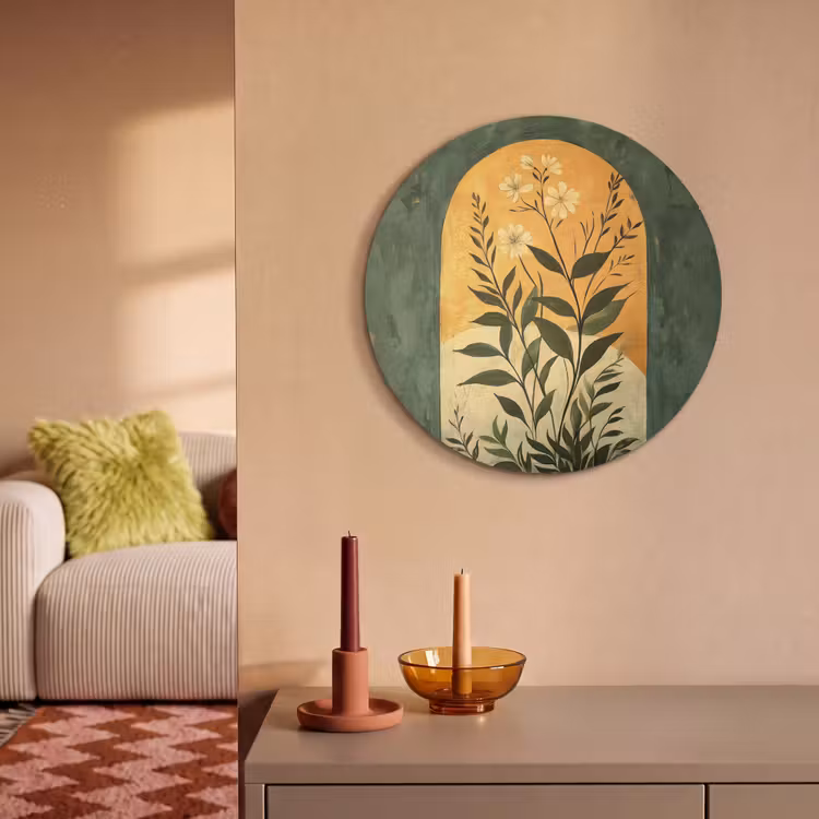 Akoestisch schilderij rond - Bloemen in Boogvorm Groen — 2