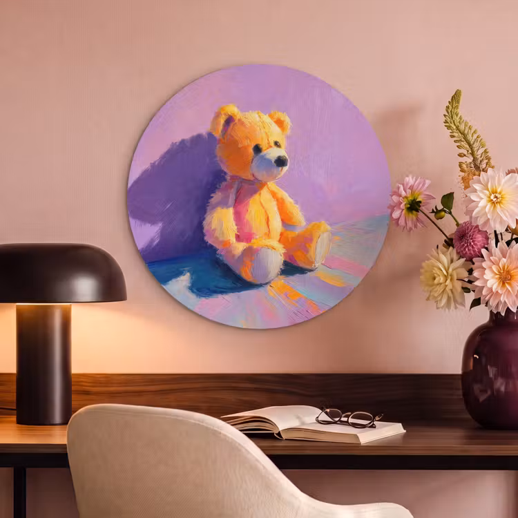 Akoestisch schilderij rond - Teddybeer - Schaduw - Penseelstreken - Paars — 6