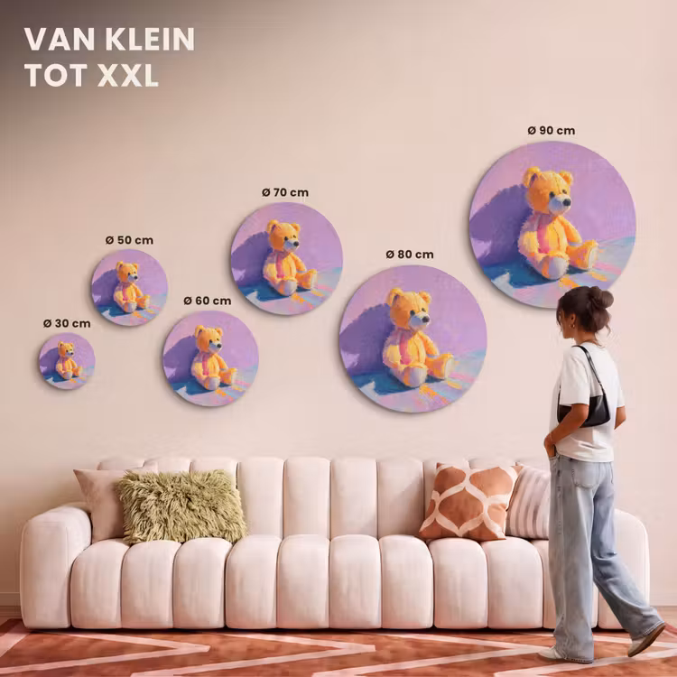 Akoestisch schilderij rond - Teddybeer - Schaduw - Penseelstreken - Paars — 7