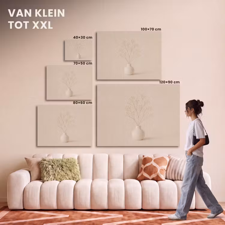 Akoestisch schilderij - Vaas - Takken - Bloemetjes - Wit — 7