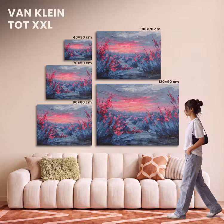 Akoestisch schilderij - Schilderij - Zonsondergang - Bloemen - Rivier — 7