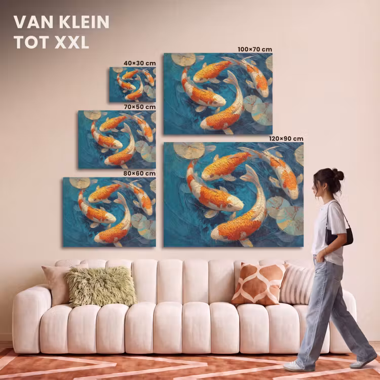 Akoestisch schilderij - Vissen - Waterlelies - Oranje - Water — 7