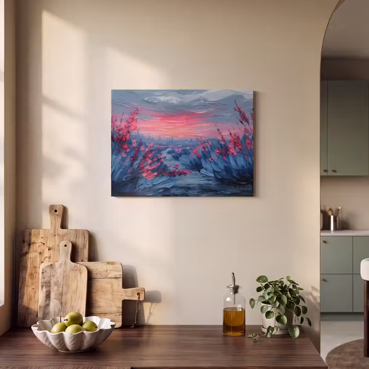 Akoestisch schilderij - Schilderij - Zonsondergang - Bloemen - Rivier — 4