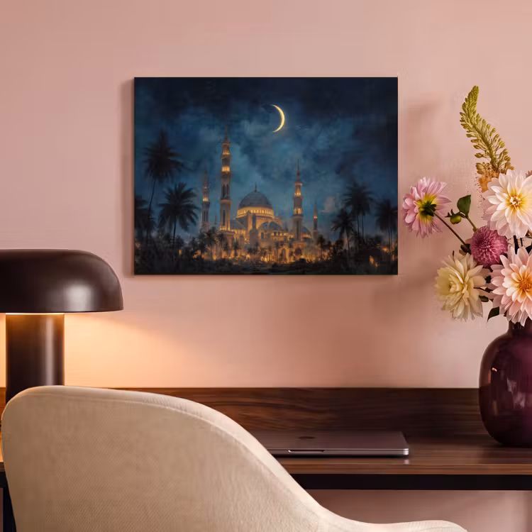 Akoestisch schilderij - Sterrenhemel - Maan - Palmbomen - Moskee — 6