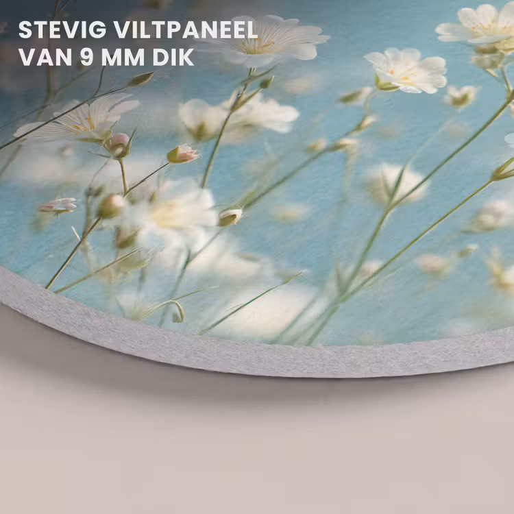 Akoestisch schilderij rond - Stängel – Blumen – Luft – Weiß — 5