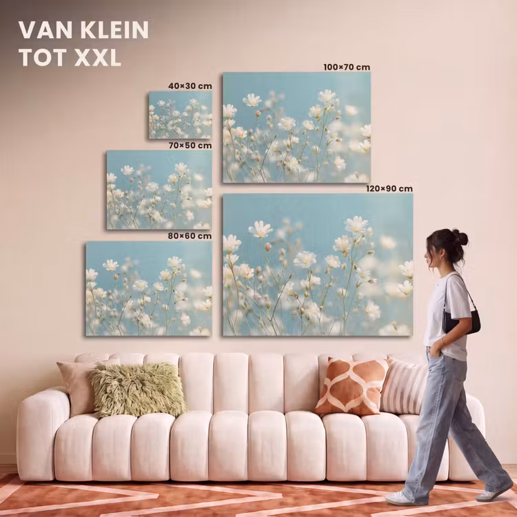 Akoestisch schilderij - Stängel – Blumen – Luft – Weiß — 7