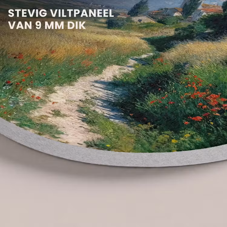 Akoestisch schilderij rond - Zandpad - Huis - Bomen - Grasveld — 5