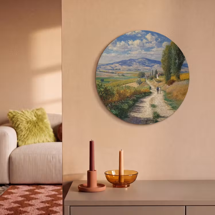 Akoestisch schilderij rond - Mensen - Wandelen - Zandpad - Velden — 2