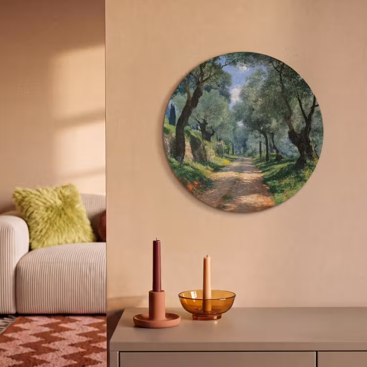 Akoestisch schilderij rond - Pad - Bomen - Schaduw - — 2