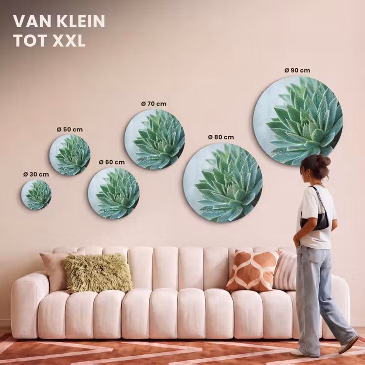 Akoestisch schilderij rond - Vetplant - Bladeren - Groen - Wazig — 7