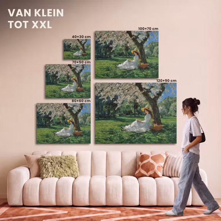 Akoestisch schilderij - Vrouw - Boom - Boek - Mandje — 7