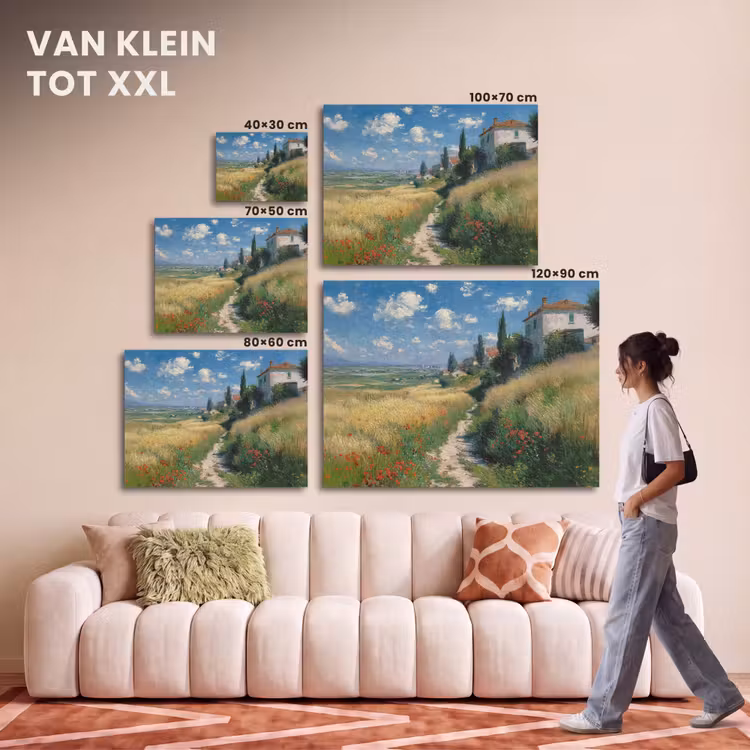 Akoestisch schilderij - Zandpad - Huis - Bomen - Grasveld — 7