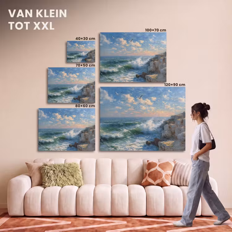 Akoestisch schilderij - Zee - Golven - Rotsen - Meeuwen — 7