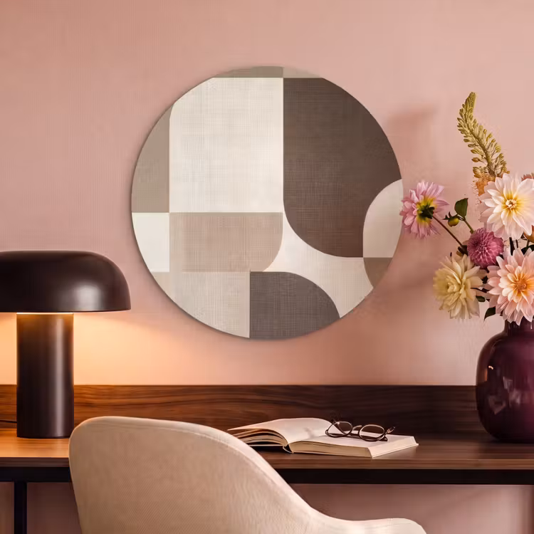 Akoestisch schilderij rond - Geometrisch - Geweven structuur - Modern — 6