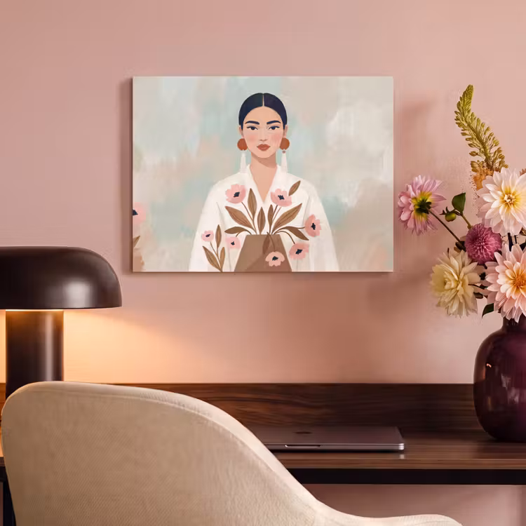 Akoestisch schilderij - Vrouw - Kimono - Pastel — 6