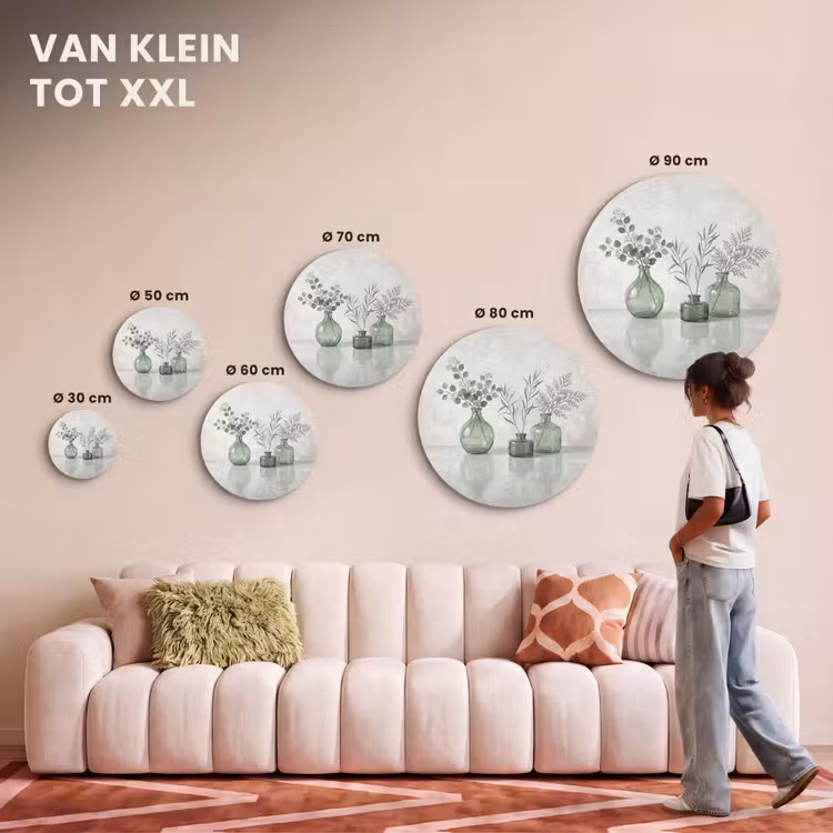 Akoestisch schilderij rond - Vazen - Bladeren - Groen — 7