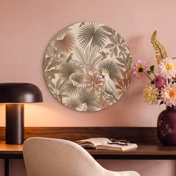 Akoestisch schilderij rond - Tropisch - Vogels - Beige — 6