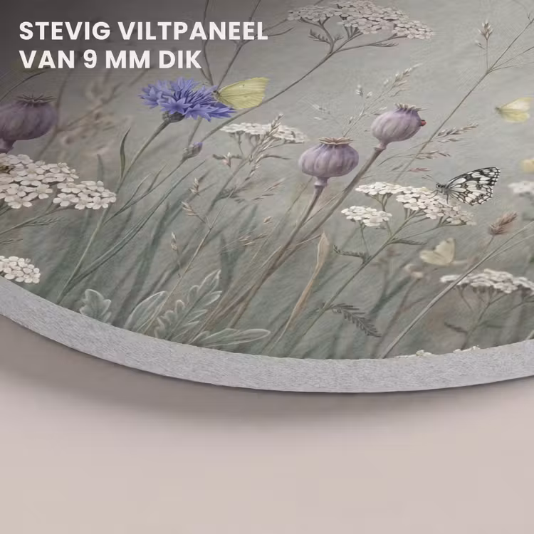 Akoestisch schilderij rond - Vlinders - Wildbloemen - Illustratie - Kleurrijk — 5