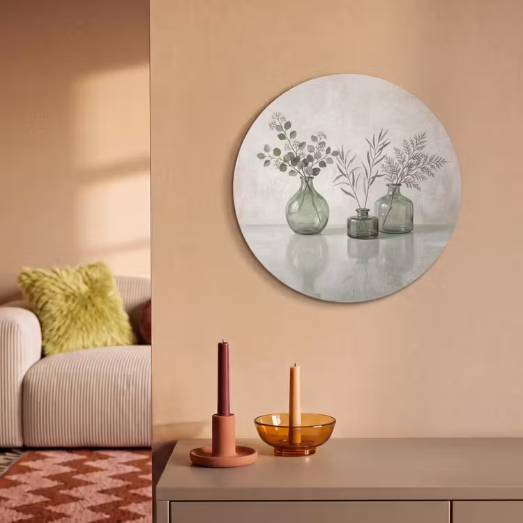 Akoestisch schilderij rond - Vazen - Bladeren - Groen — 2