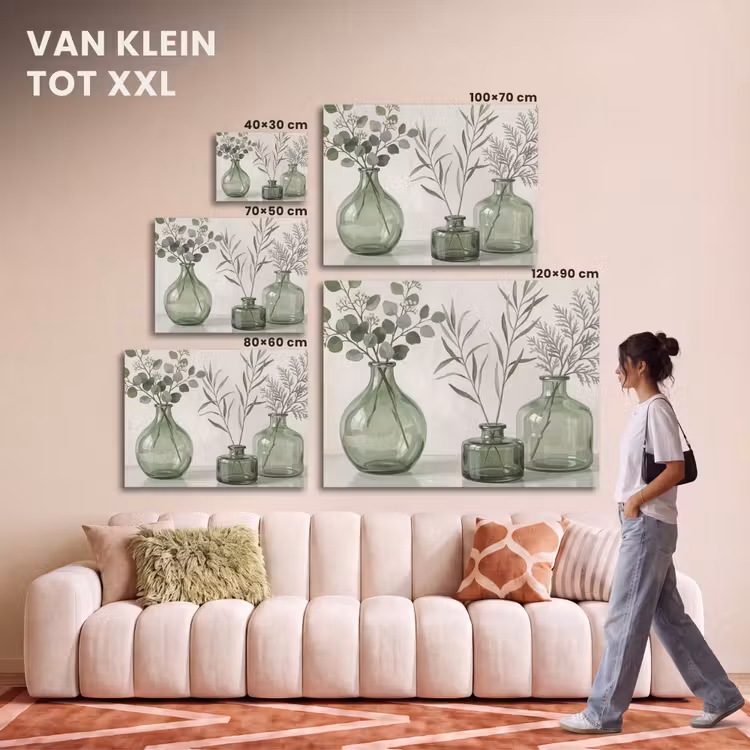 Akoestisch schilderij - Vazen - Bladeren - Groen — 7