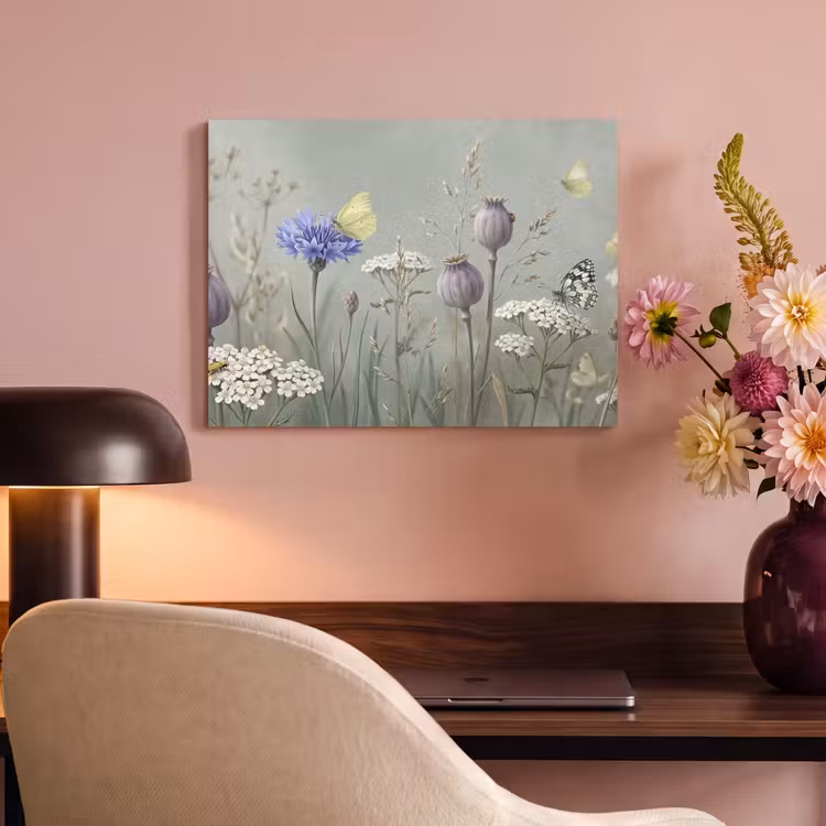 Akoestisch schilderij - Vlinders - Wildbloemen - Illustratie - Kleurrijk — 6