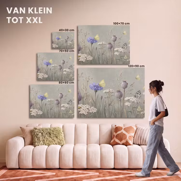 Akoestisch schilderij - Vlinders - Wildbloemen - Illustratie - Kleurrijk — 7