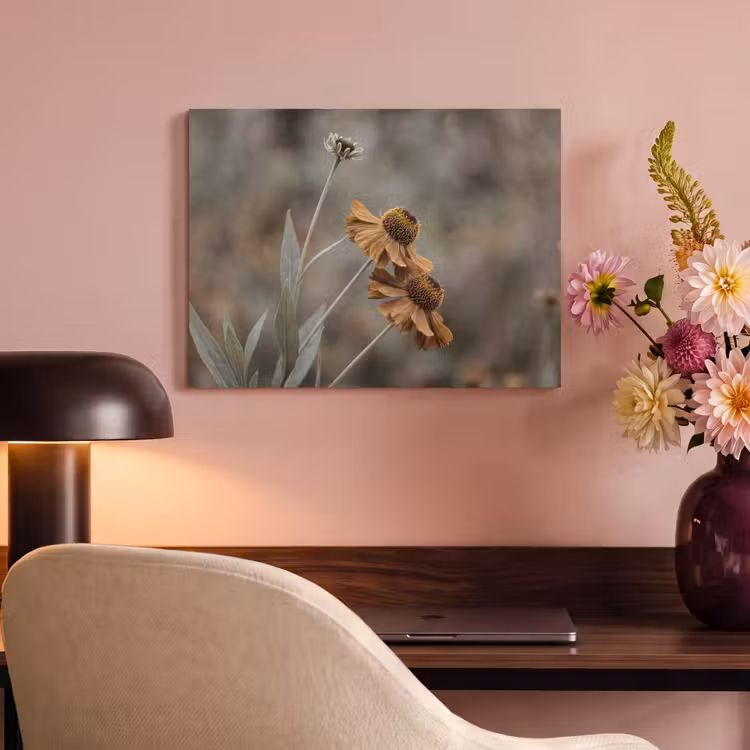 Akoestisch schilderij - Zonnehoed - Droogbloemen - Geel - Warm — 6