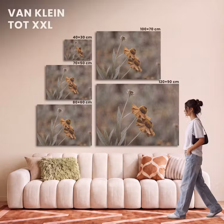 Akoestisch schilderij - Zonnehoed - Droogbloemen - Geel - Warm — 7