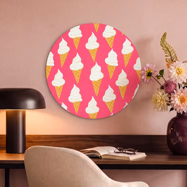Akoestisch schilderij rond - Softijs - Horentje - Roze — 6