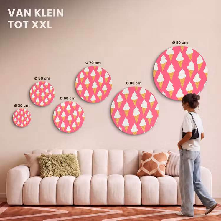 Akoestisch schilderij rond - Softijs - Horentje - Roze — 7
