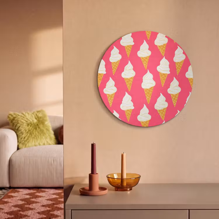 Akoestisch schilderij rond - Softijs - Horentje - Roze — 2