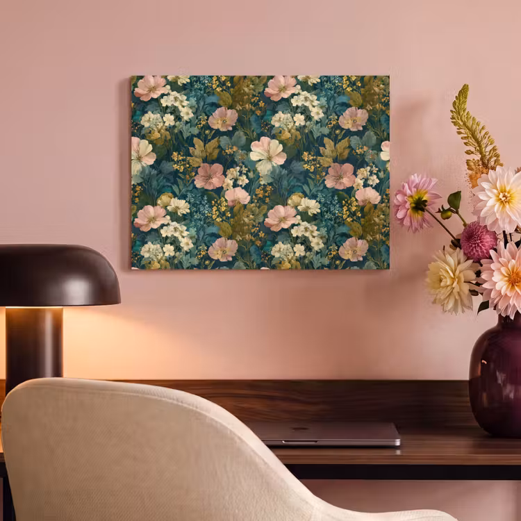 Akoestisch schilderij - Wilde bloemen - Botanisch - Patroon - Roze - Romantisch — 6