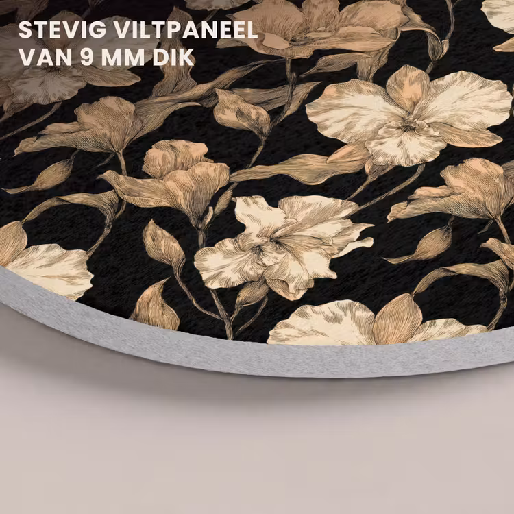 Akoestisch schilderij rond - Orchideeën - Lijntekening - Patroon - Beige - Zwart — 5