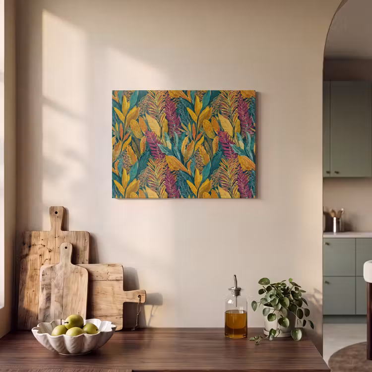 Akoestisch schilderij - Tropische - Botanisch - Patroon - Kleurrijk - Exotisch — 4