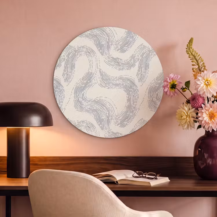 Akoestisch schilderij rond - Lijnen - Patroon - Beige - Minimalistisch — 6