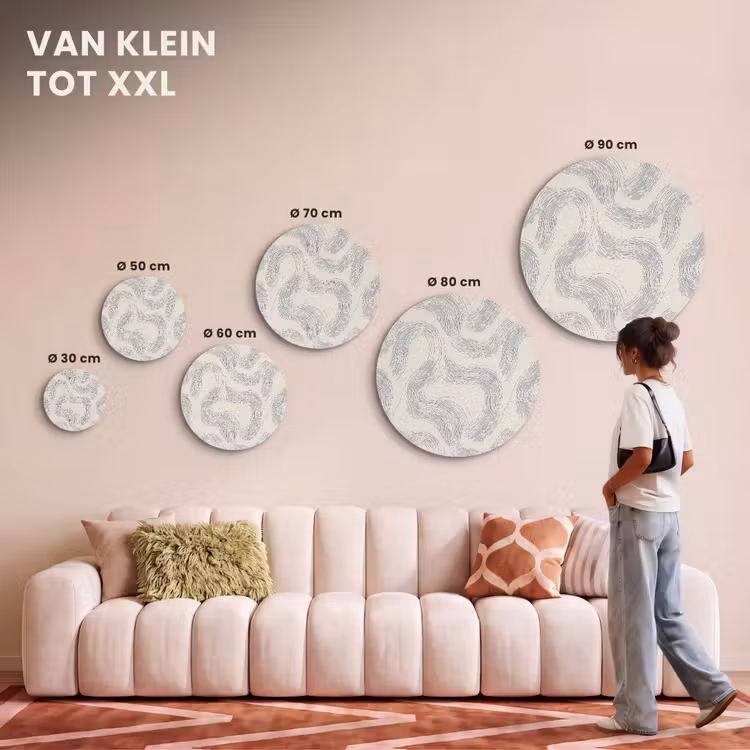 Akoestisch schilderij rond - Lijnen - Patroon - Beige - Minimalistisch — 7