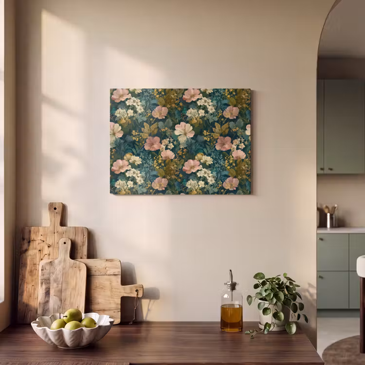 Akoestisch schilderij - Wilde bloemen - Botanisch - Patroon - Roze - Romantisch — 4