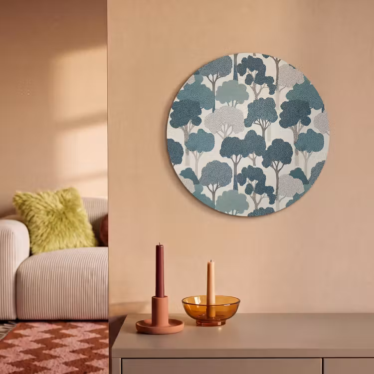 Akoestisch schilderij rond - Modern - Bomen - Bos - Patroon - Blauw — 2