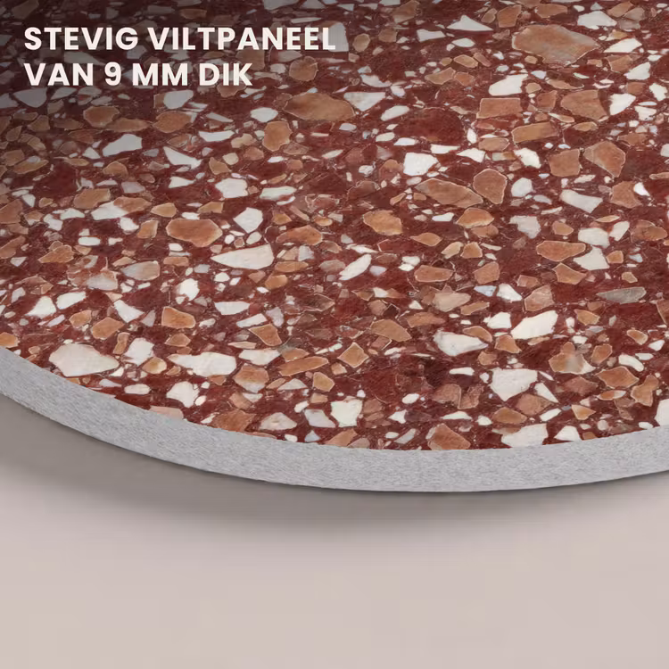 Akoestisch schilderij rond - Terrazzo - Patroon - Steentextuur - Roodbruin — 5